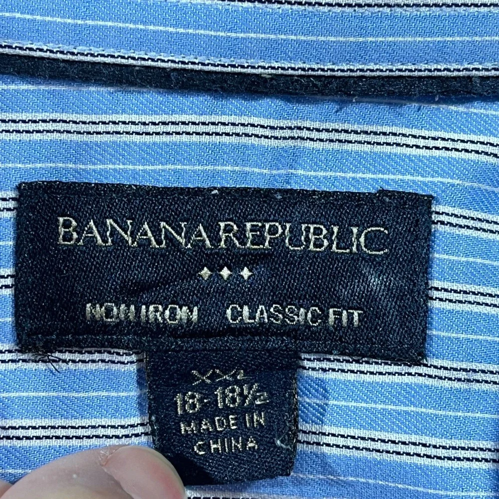 Banana Republic Shirt Men 2XL 18-18.5 Academia Career Button Up Classic Non iron